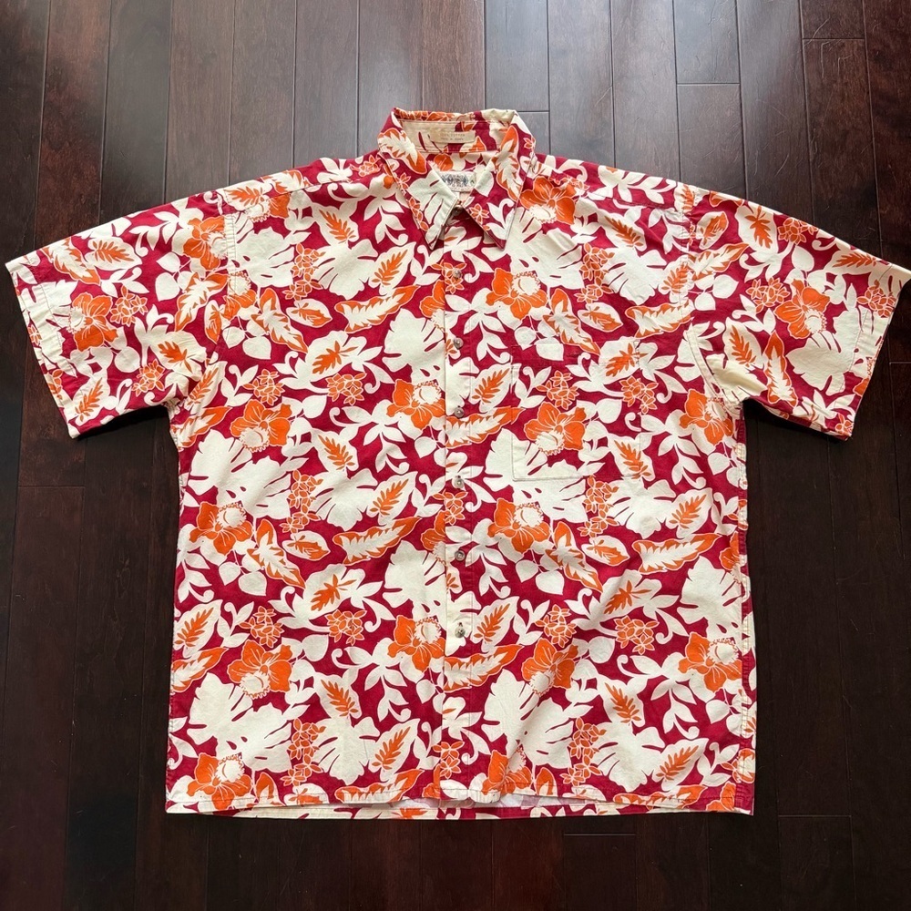 Campia Moda Men's Short Sleeve Hawaiian Shirt Cotton, XL, Tropical Orange Red